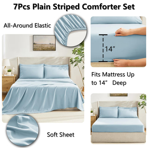 CozyLux detalle pespunte edredón azul: acabado elegante y duradero.