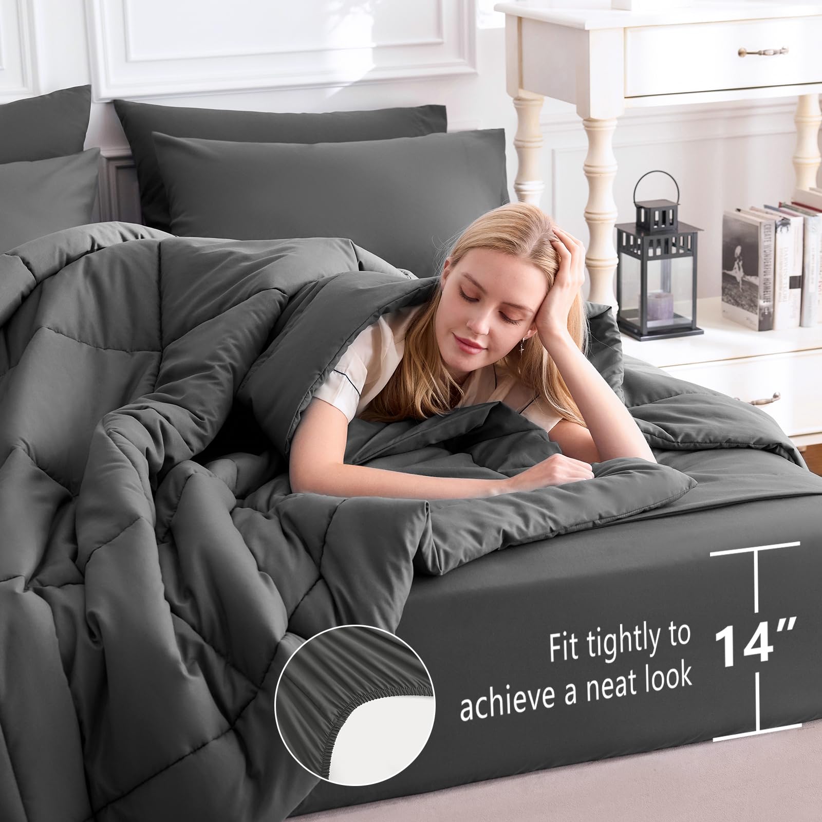 CozyLux edredón con costuras en caja para relleno estable