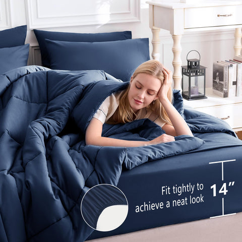 CozyLux edredón azul marino con pespunte de costura para estilo duradero.