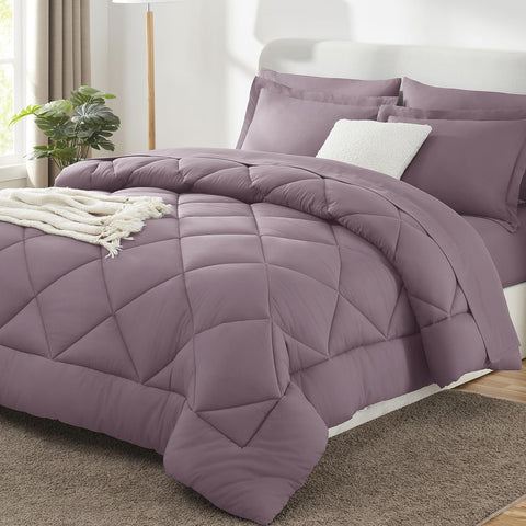 CozyLux edredón rey morado empolvado, suave y cómodo para dormir