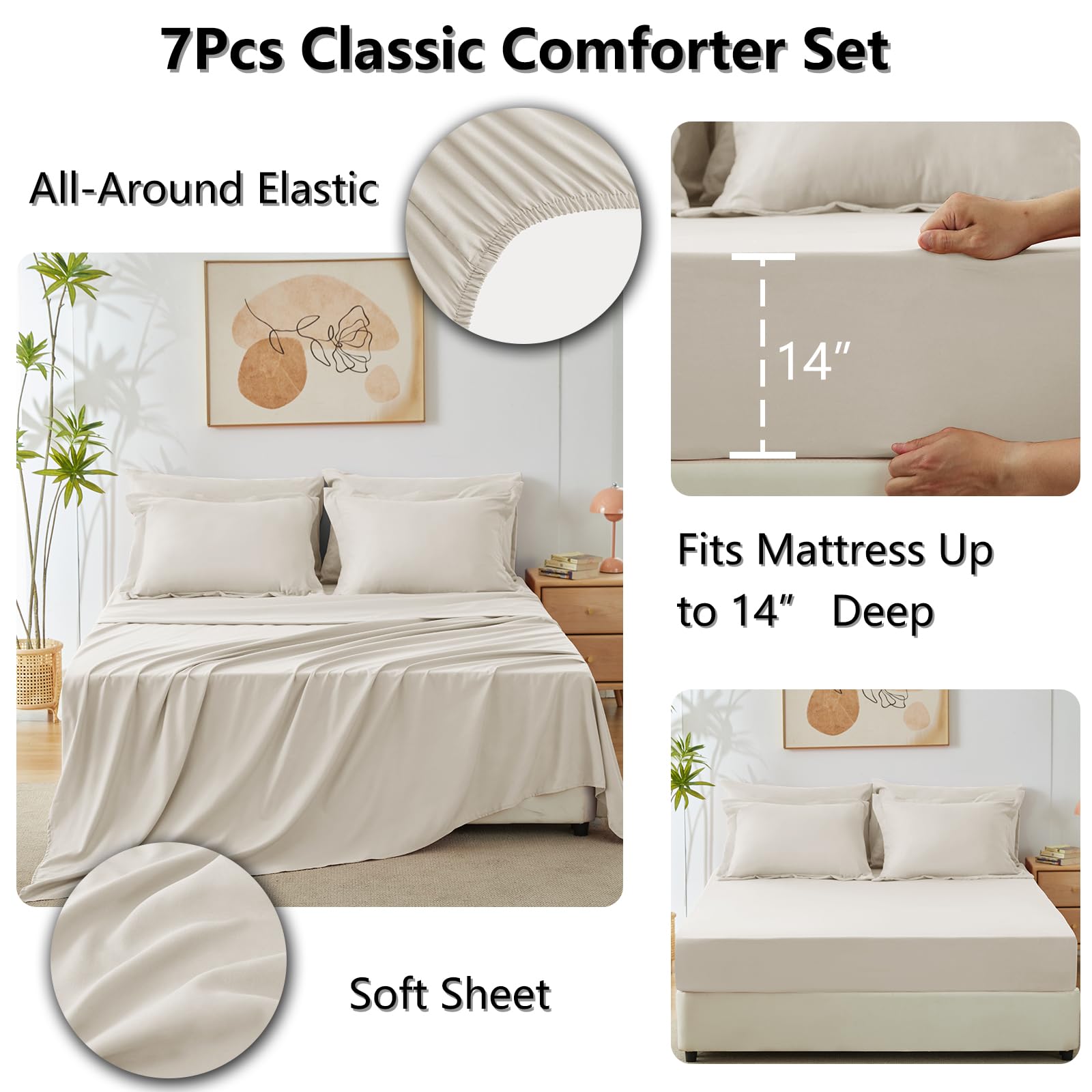 CozyLux empaque del edredón California King beige: listo para guardar y transportar.