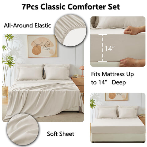 CozyLux empaque del edredón California King beige: listo para guardar y transportar.