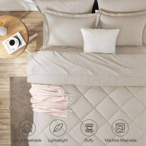 CozyLux funda almohada 20x36 California King beige: acabado elegante y soporte.
