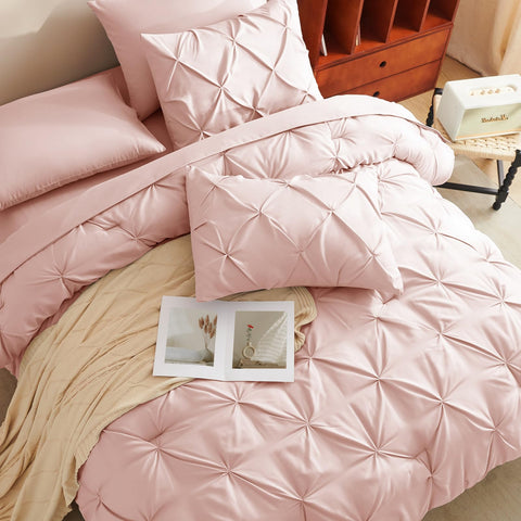 CozyLux funda de almohada tamaño reina rosa blush con acabado pulido