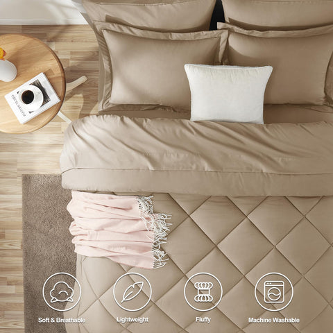 Funda decorativa CozyLux para almohada rey taupe 20x36, soporte cómodo