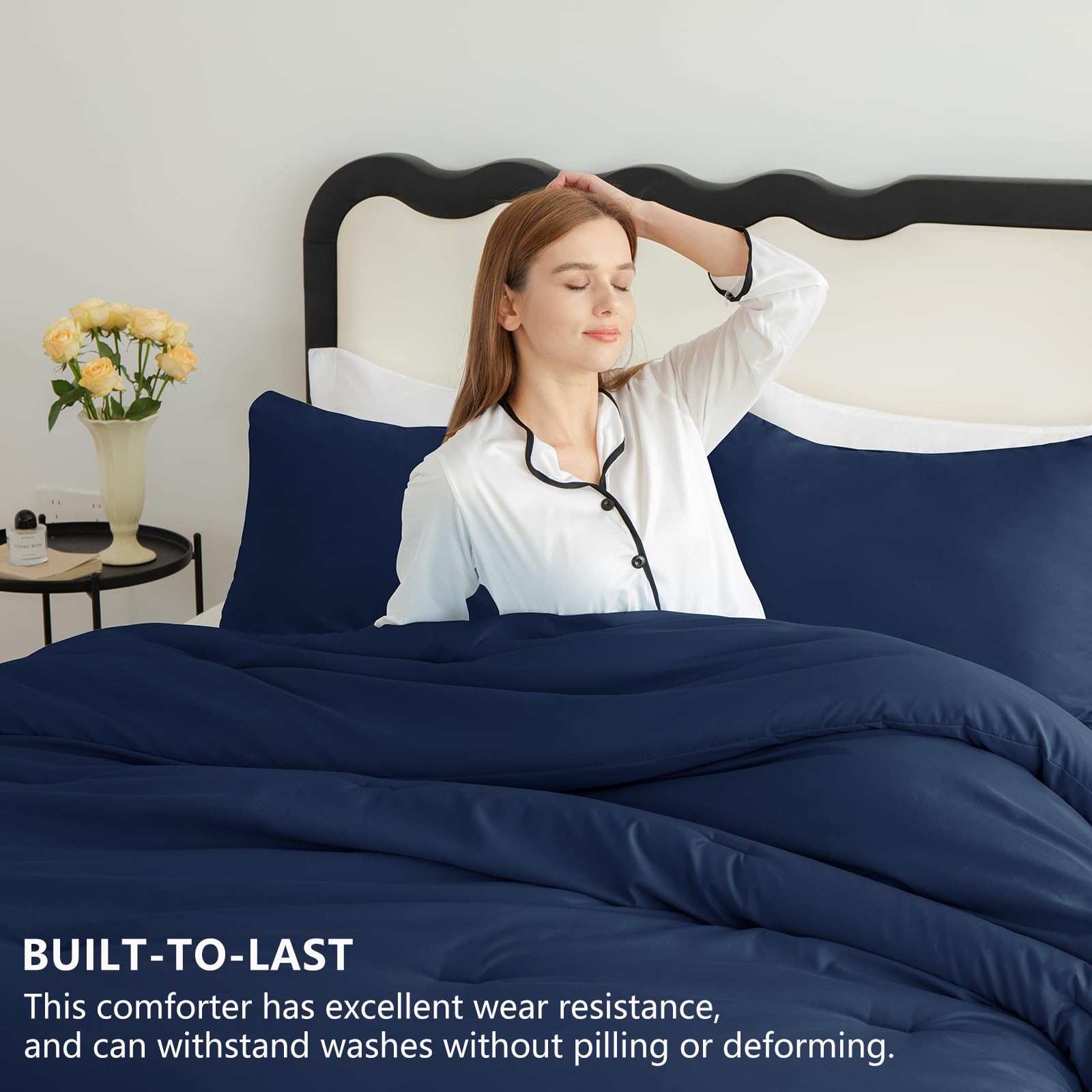 CozyLux fundas de almohada navy azul, dos piezas a juego para mayor comodidad.