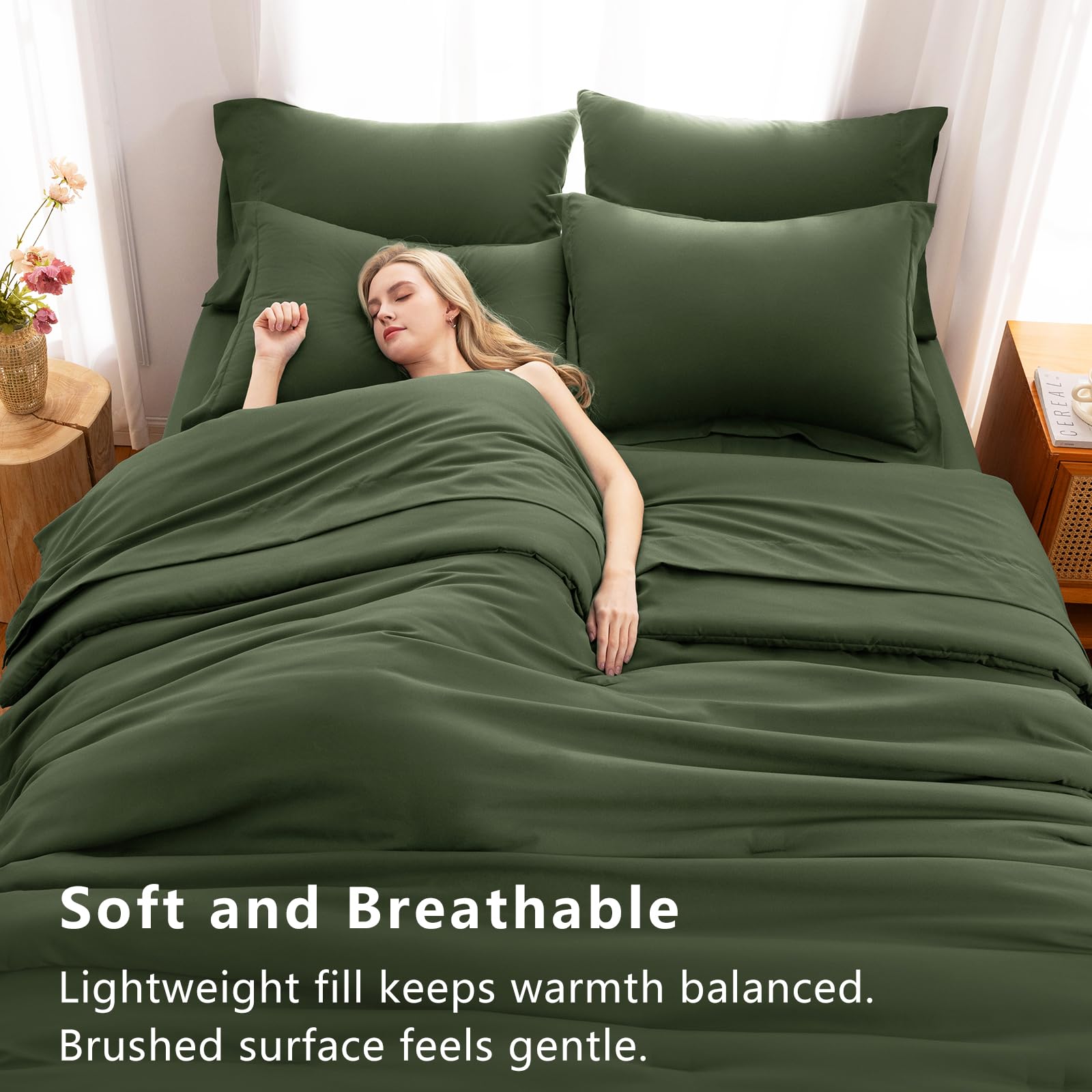 CozyLux fundas de almohada rey verde oliva, acabado suave para dormir