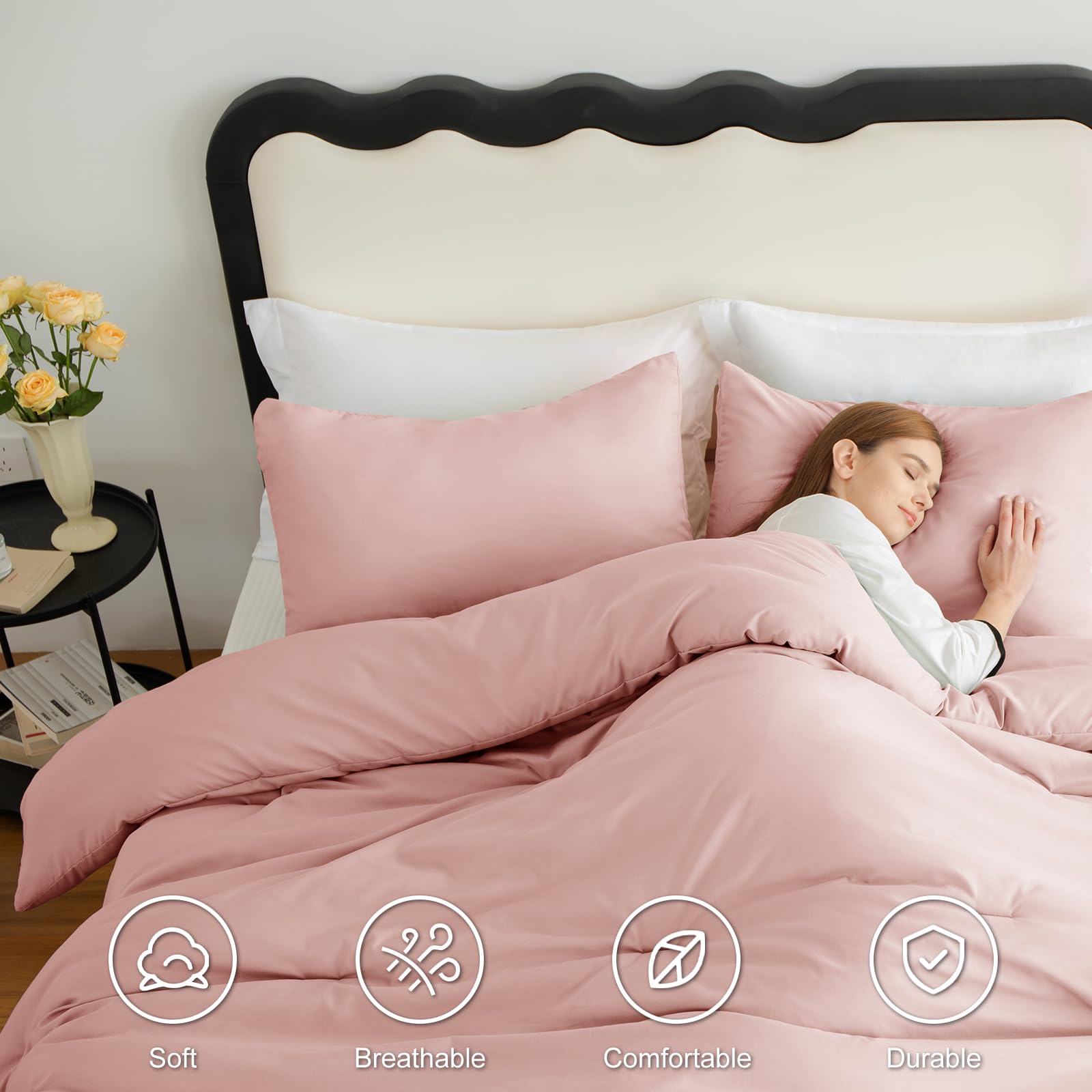 CozyLux funda almohada rosa rubor, detalle suave para almohadas limpias.