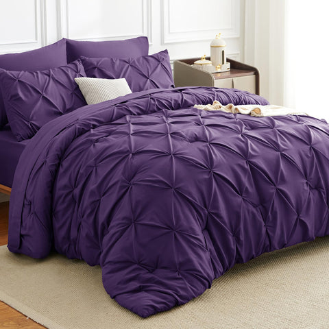 CozyLux sábana ajustable morada, ajuste seguro hasta 35 cm