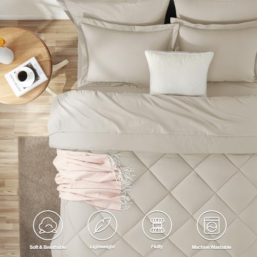 CozyLux sábana ajustable California King beige: ajuste profundo y sin deslizamientos.