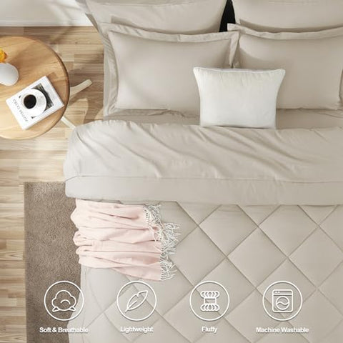 CozyLux sábana ajustable California King beige: ajuste profundo y sin deslizamientos.