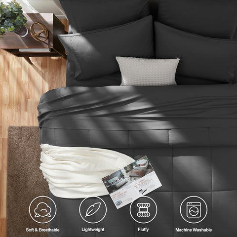 CozyLux sábana plana tamaño rey gris, tacto suave y aspecto elegante