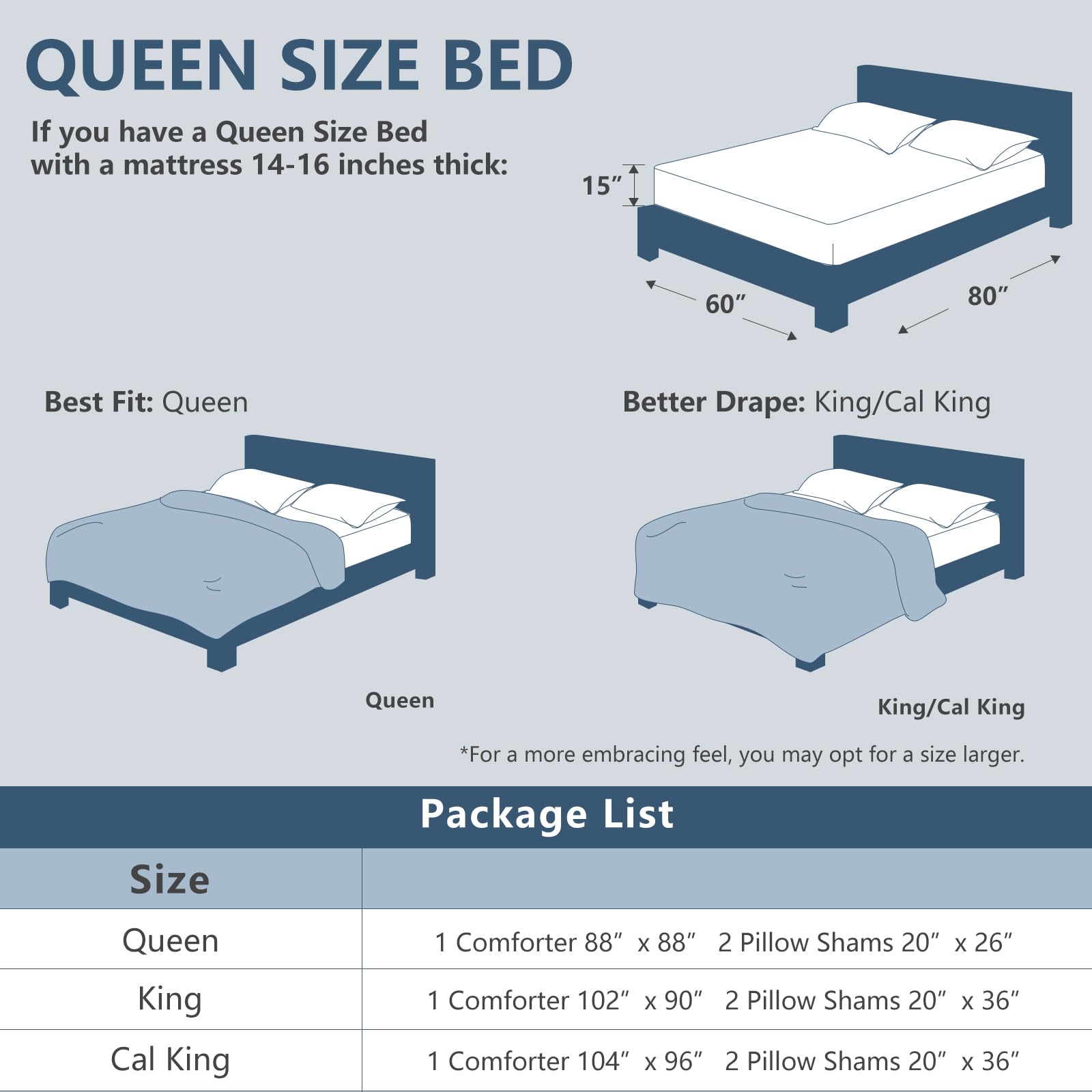 Tejido transpirable CozyLux, descanso fresco durante la noche.