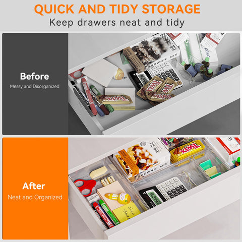 Criusia bandejas transparentes para baño y cocina, ordenando productos con facilidad.
