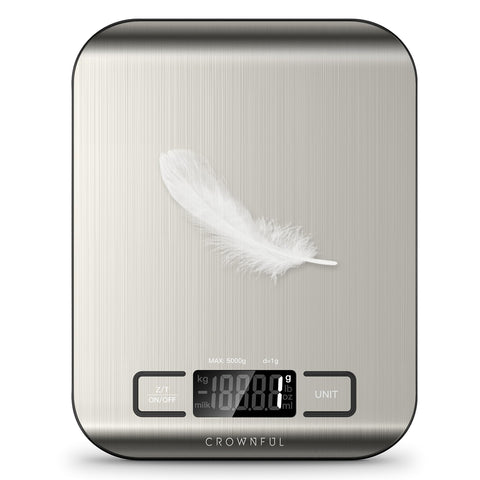 CROWNFUL balanza de cocina vista superior con pantalla clara.