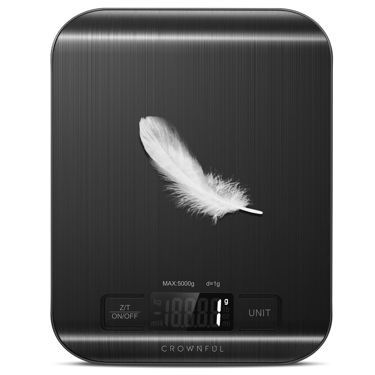 CROWNFUL Balanza de Cocina compacta sobre encimera estable para medir ingredientes con precisión.