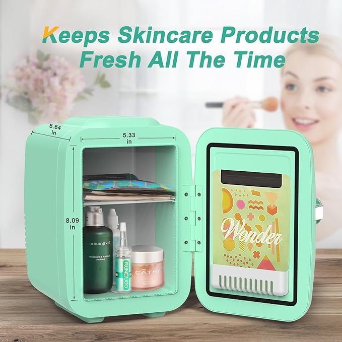 CROWNFUL mini-fridge belleza: temperatura adecuada para mascarillas y sueros de cuidado.