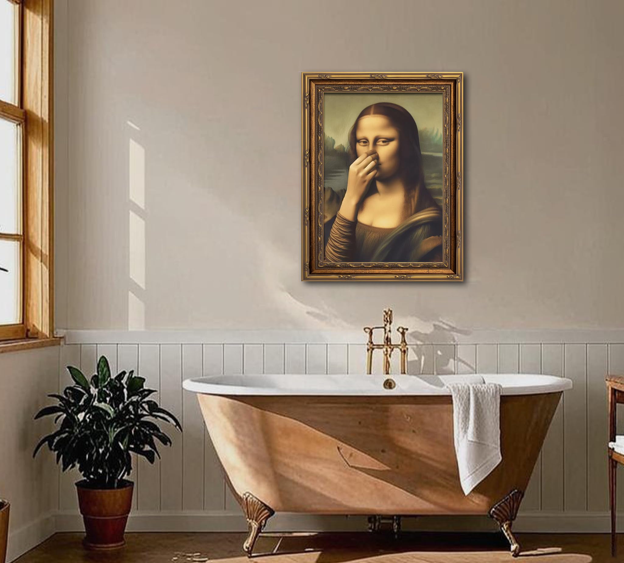CXKAWM Mona Lisa decoración de baño: arte clásico con humor