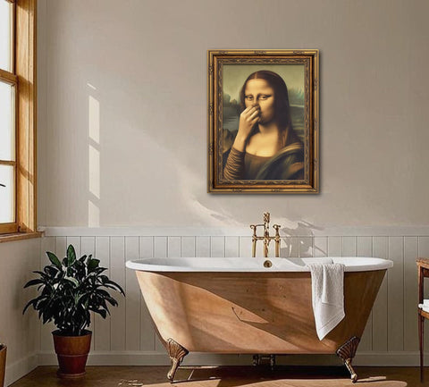 CXKAWM Mona Lisa decoración de baño: arte clásico con humor