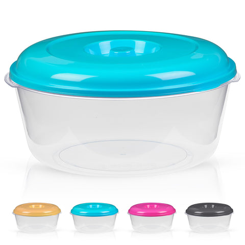 DecorRack contenedor de talla extra grande azul claro con tapa, fácil identificación de contenido.