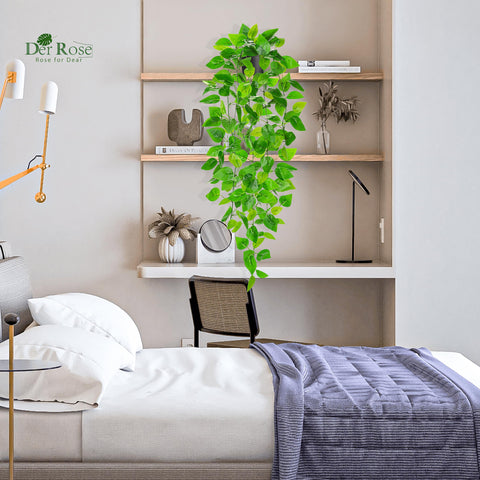 Der Rose planta colgante para dormitorio y baño, toque verde sutil.