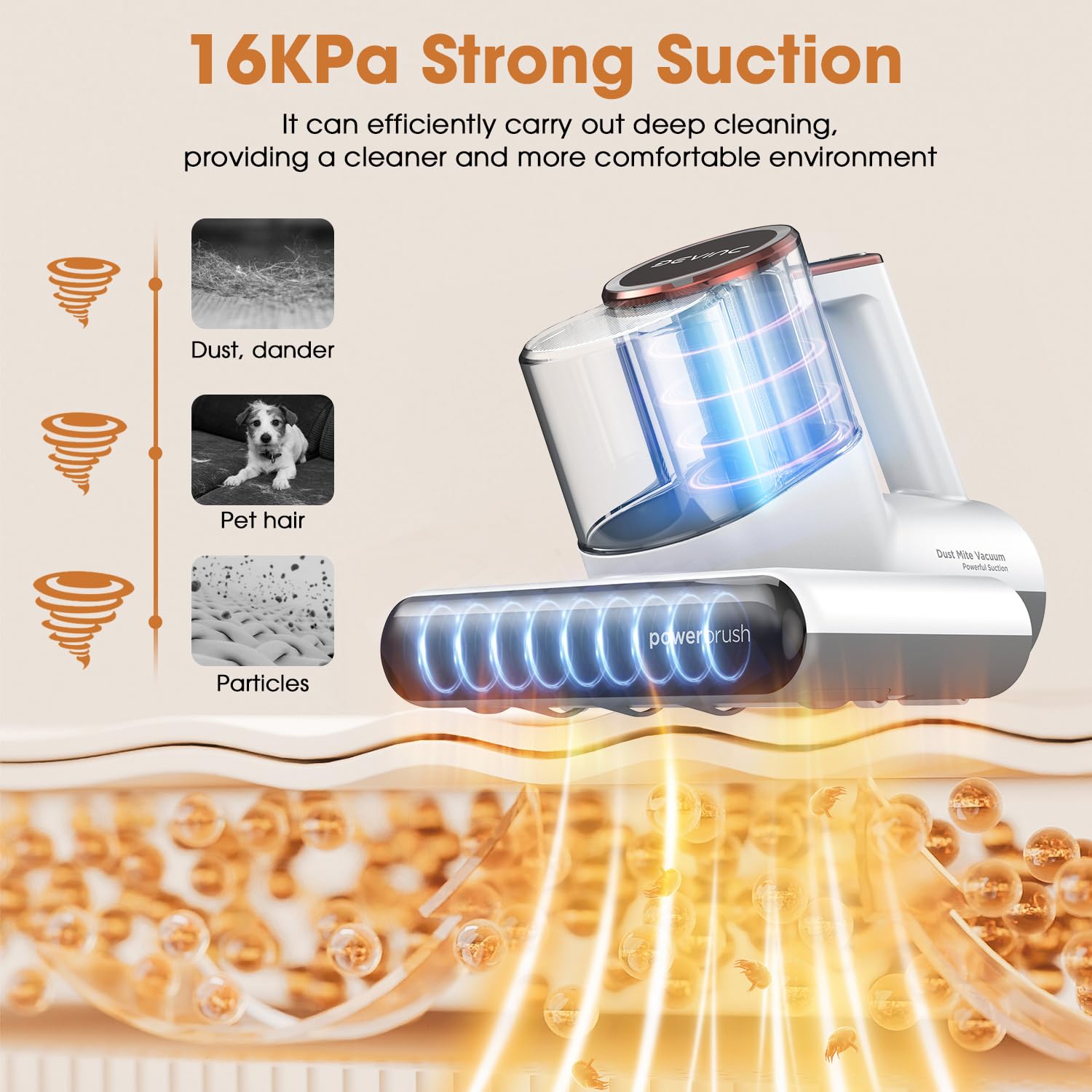 DEVINC lámpara UV-C 253nm para desinfección suave de telas y superficies