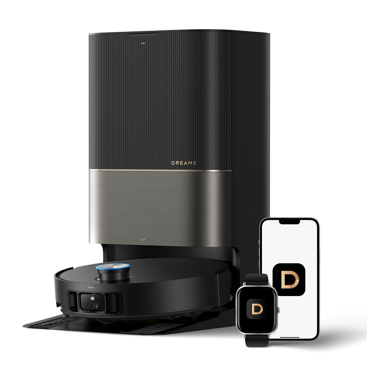 DREAME X50 Ultra, vista frontal, muestra limpieza eficiente en el salón