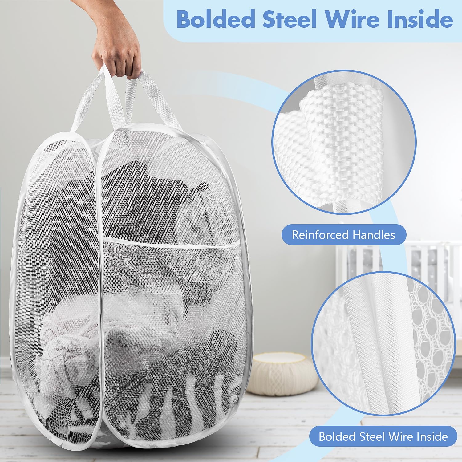 DUCOO cesto plegable en habitación: fácil de guardar.