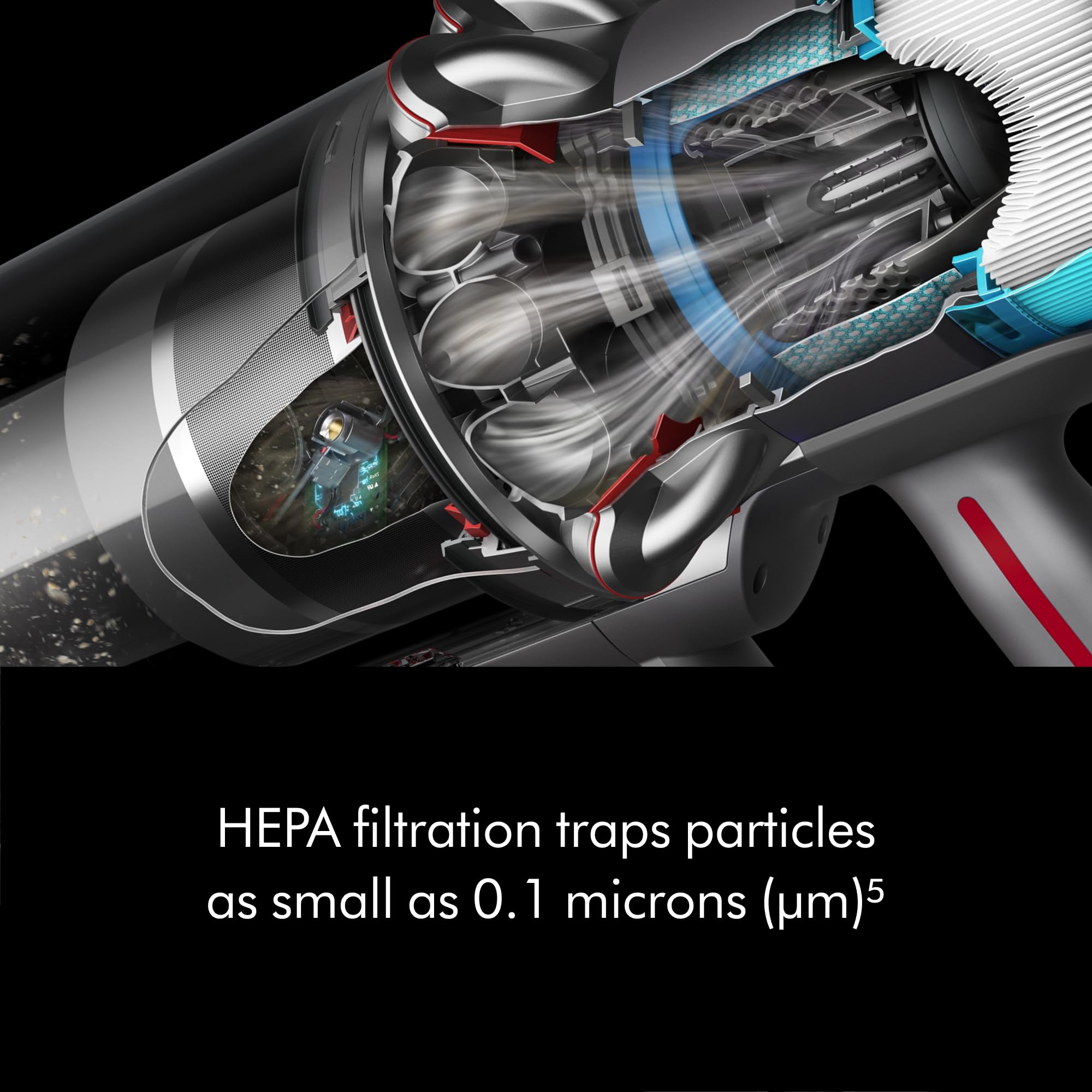 Dyson Gen5outsize pantalla LCD que muestra modos y tiempo restante