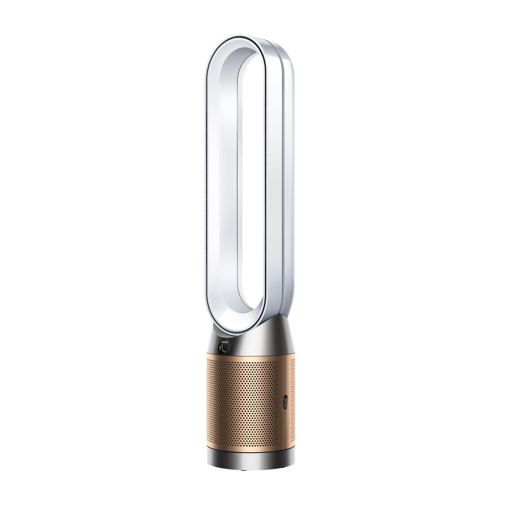 Dyson Purificador TP09 frontal en blanco y oro para aire más limpio en toda la habitación.