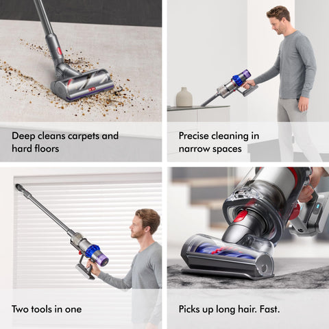 Dyson V15 Detect Pro, cuerpo ligero y duradero para uso diario.
