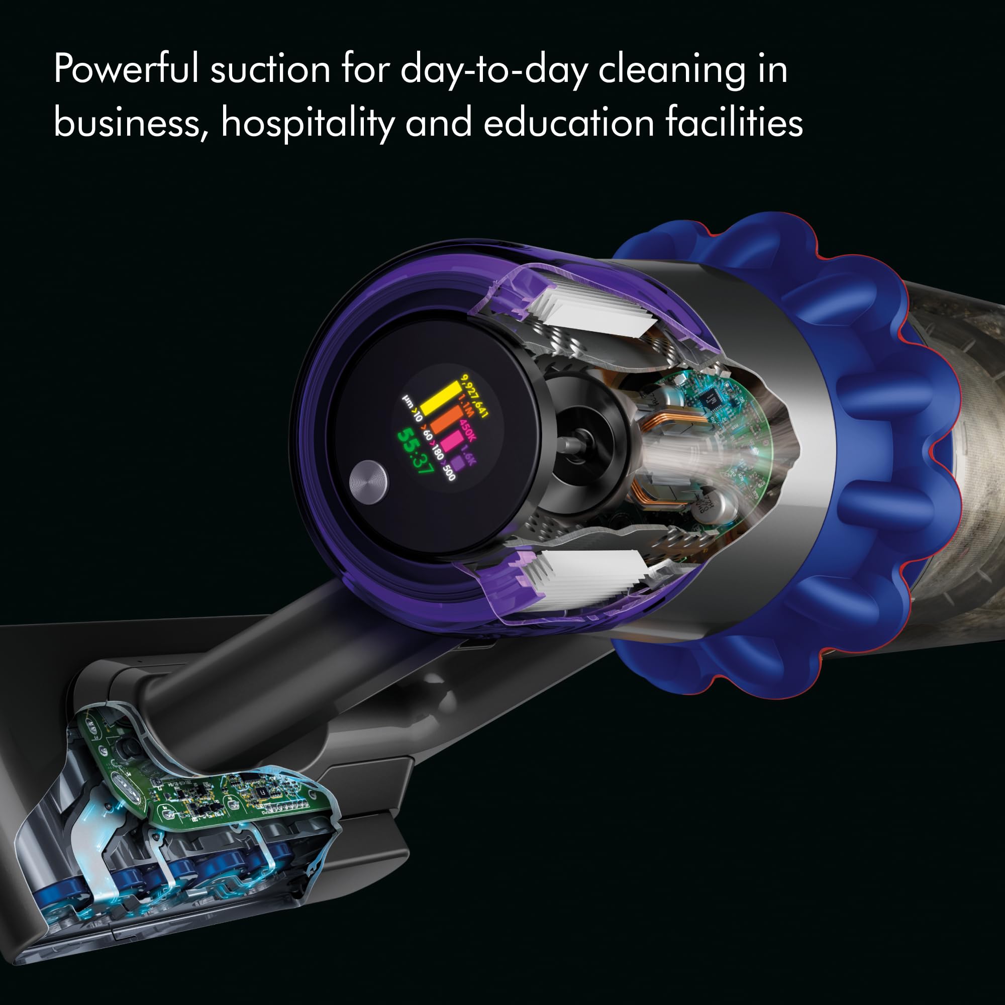 Dyson V15 Detect Pro, filtración multicapa que atrapa partículas pequeñas.