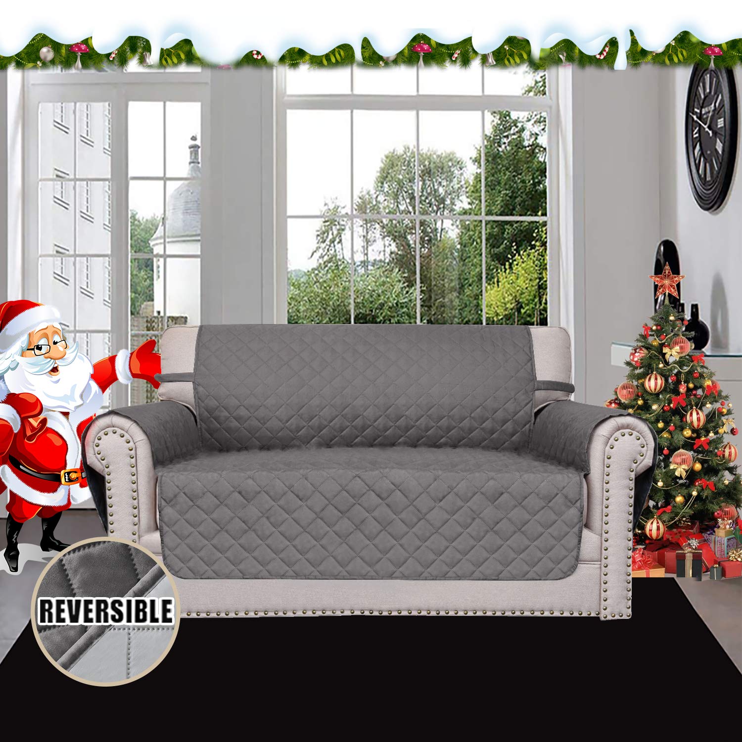 Easy-Going funda reversible para sofá de dos cojines gris claro protege derrames.