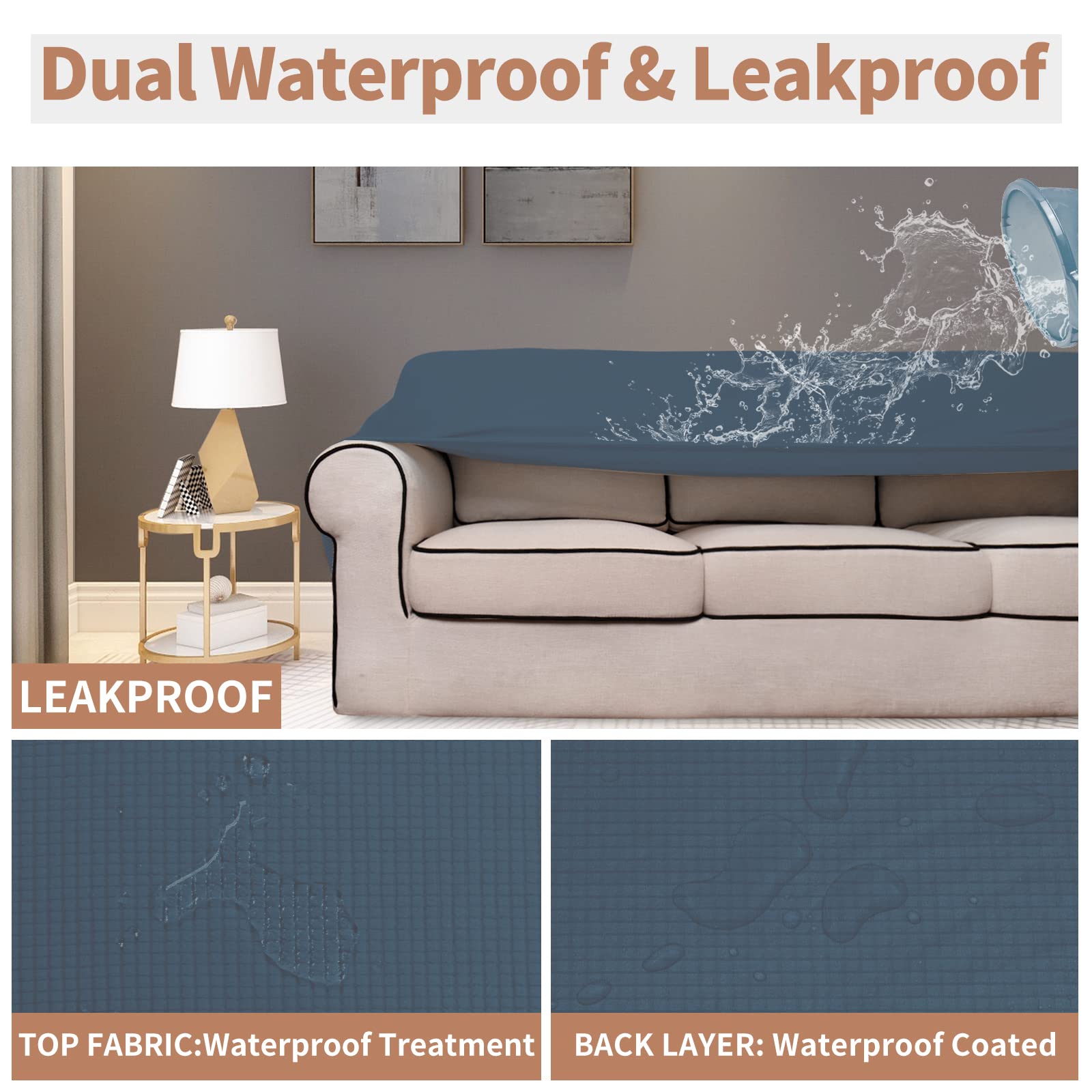 Funda Easy-Going para sofá Bluestone, ajuste elástico y suave al tacto.