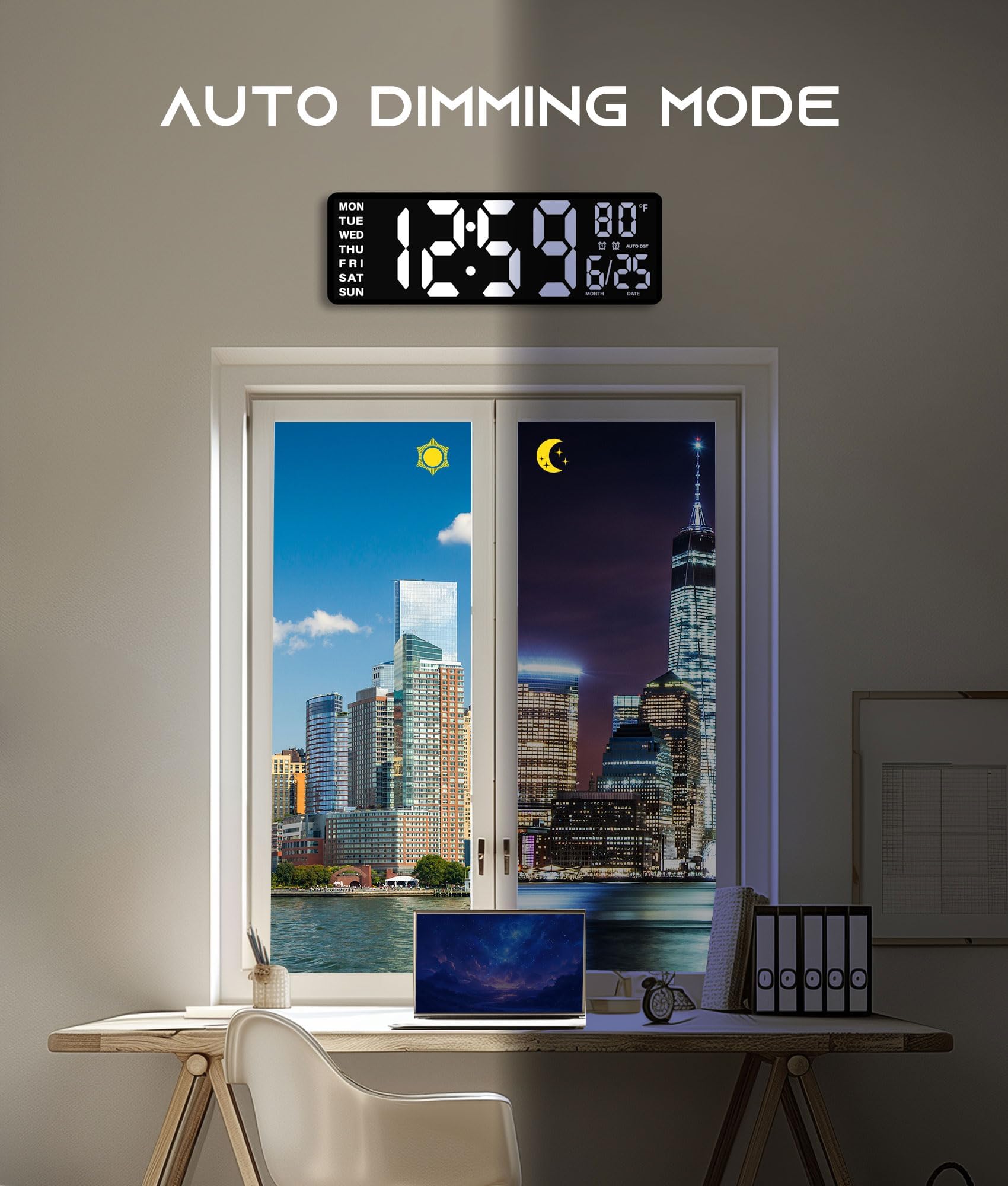 Gran pantalla LED de EASYERA facilita ver la hora a distancia.