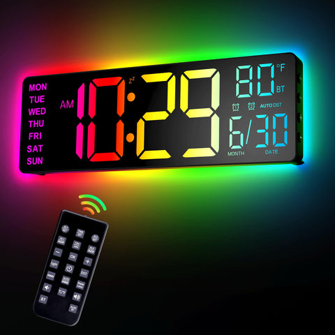 Reloj digital EASYERA 12 pulgadas en pared con pantalla LED para aula o sala.