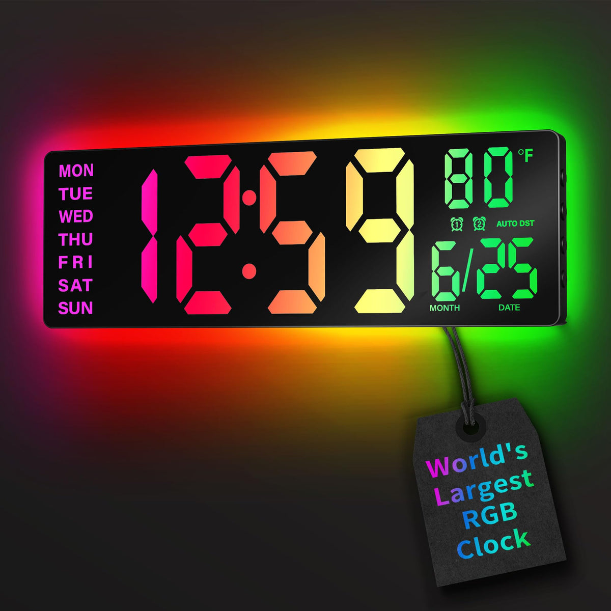 Reloj EASYERA digital de pared con pantalla 16.5 pulgadas, lectura clara desde cualquier ángulo.