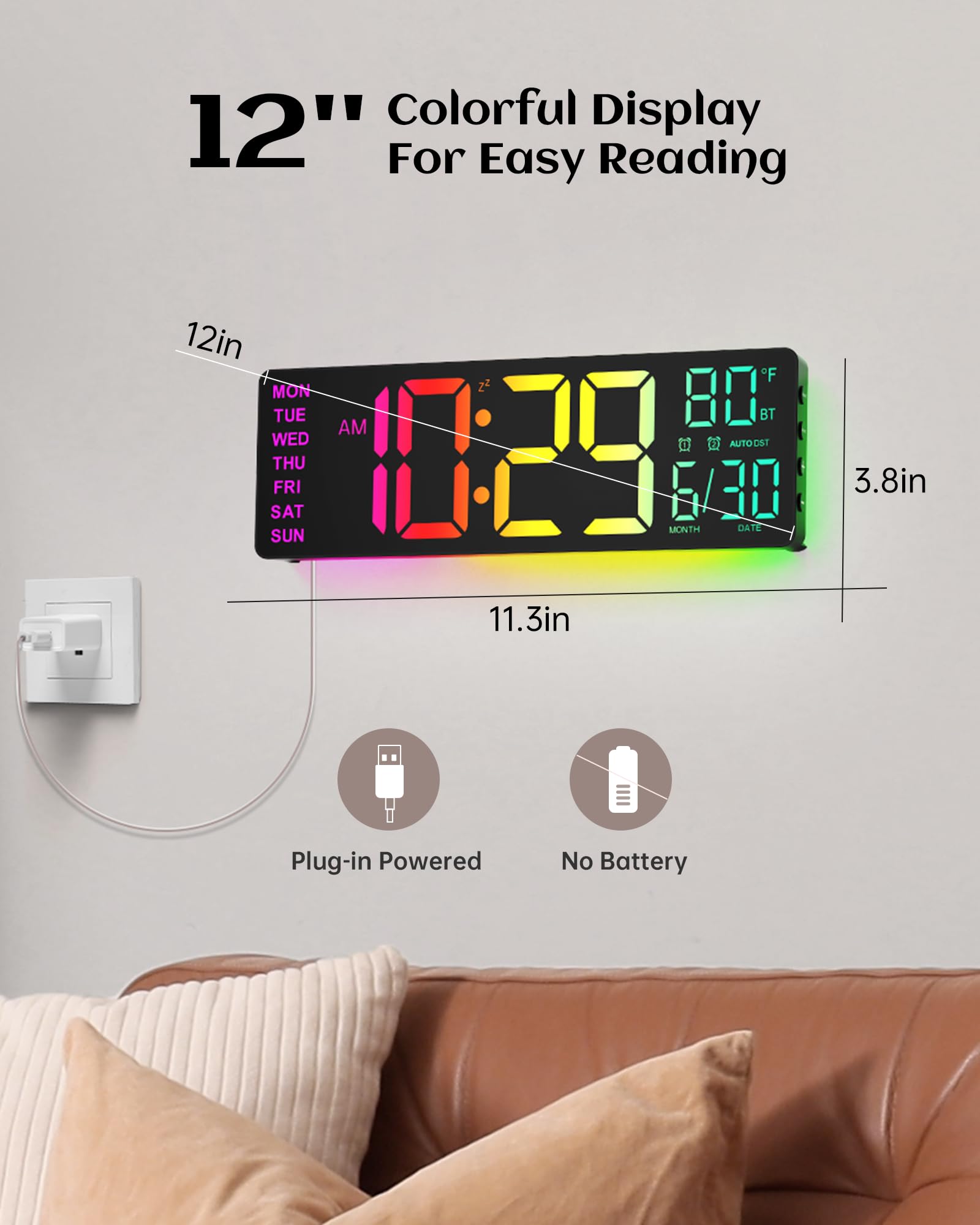 Reloj EASYERA muestra temperatura con claridad para cualquier habitación.
