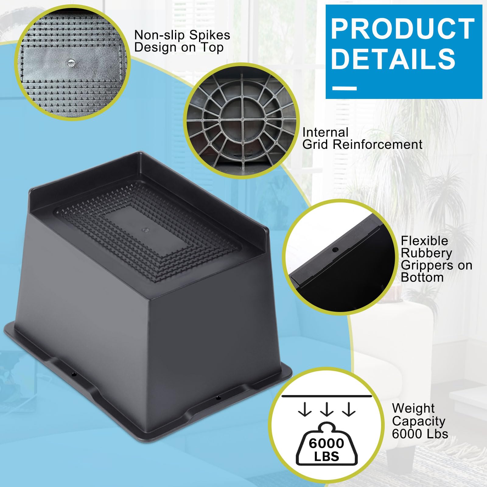 EGTTGIN elevadores cama 6 pulgadas permiten almacenamiento bajo la pieza con facilidad.