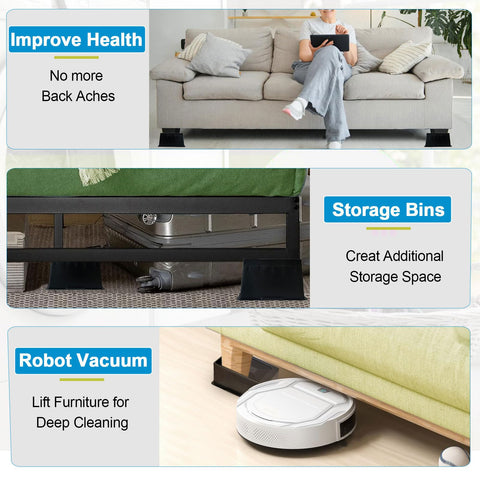 EGTTGIN elevadores cama 6 pulgadas con garras y goma desmontable para agarre.