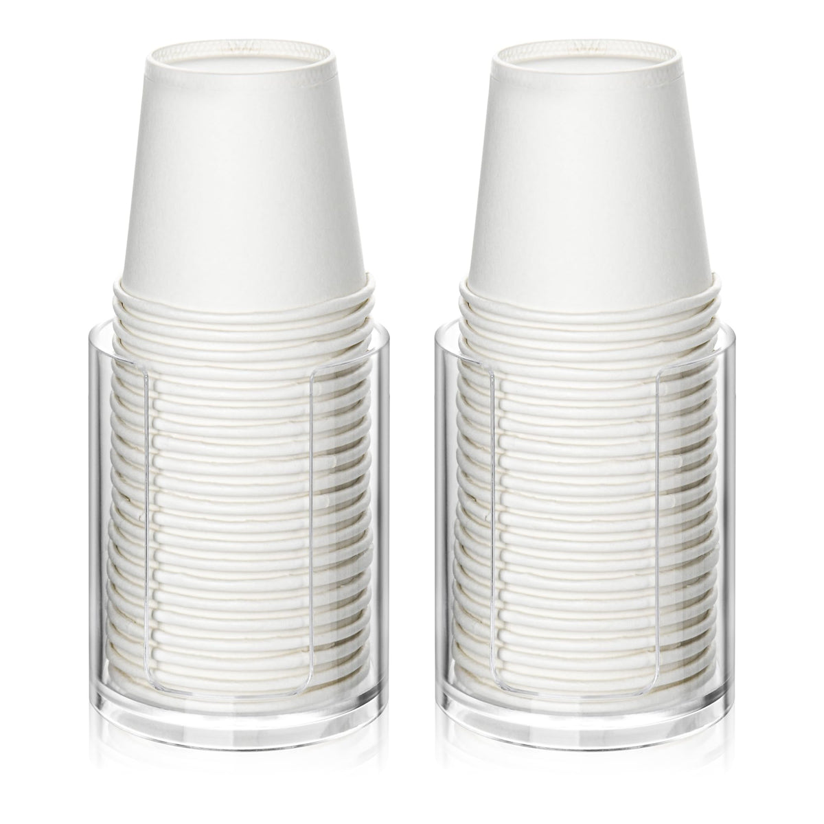 Emlim dispensador de tazas para enjuague bucal en acrílico, acceso rápido y higiénico.