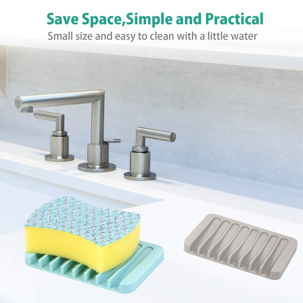 EOYCPM soporte jabón silicona drenante para baño, evita goteo y desorden