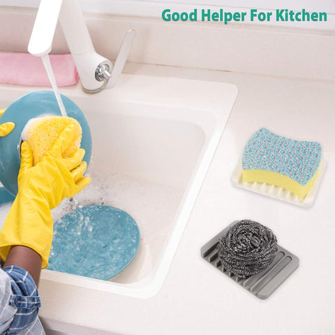 EOYCPM porta jabón silicona drenante para cocina, esponjas secas y ordenadas