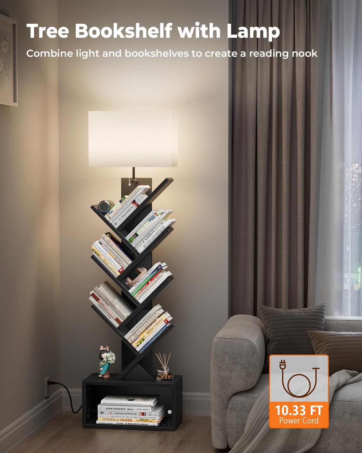 Evermagin estantería árbol con cajón base para almacenamiento adicional.