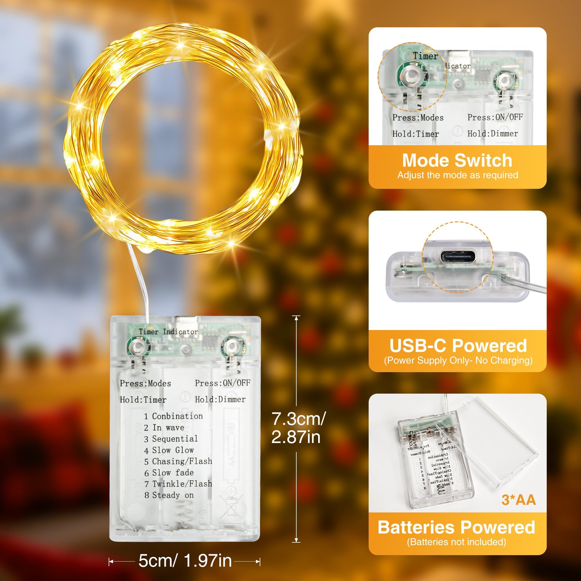 Fairdeer luces de hada 16 ft para boda o fiesta añade brillo elegante