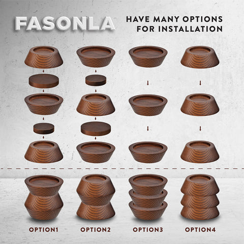 Elevadores FASONLA de 4 pulgadas para muebles pesados con seguridad y durabilidad.