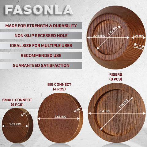 Elevadores FASONLA de 3 pulgadas para adaptar mesas y camas con facilidad.