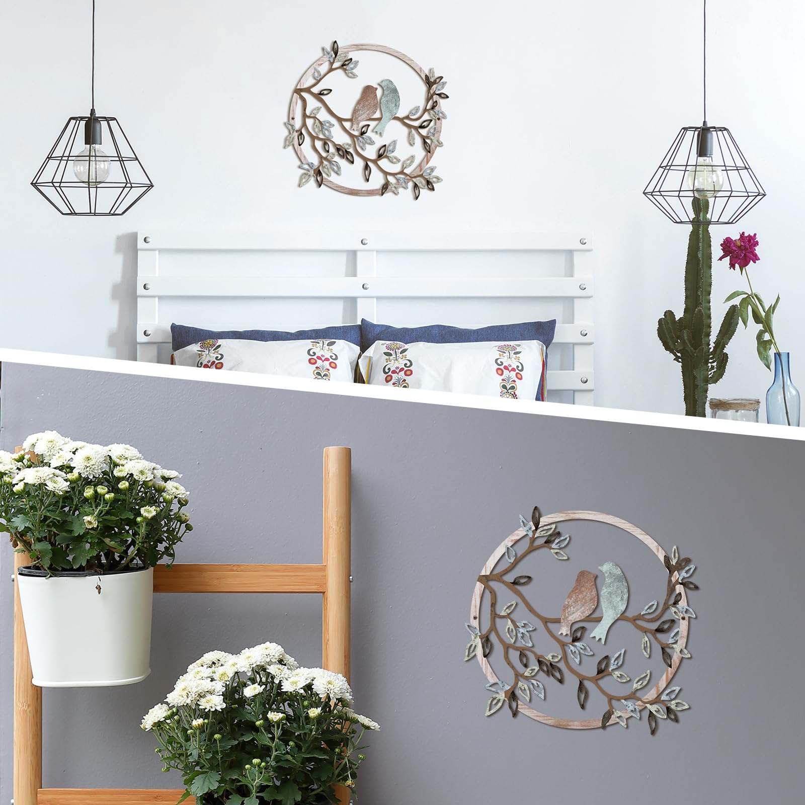 Ferraycle silueta pajaro ramas, decoración fresca para paredes de entrada.