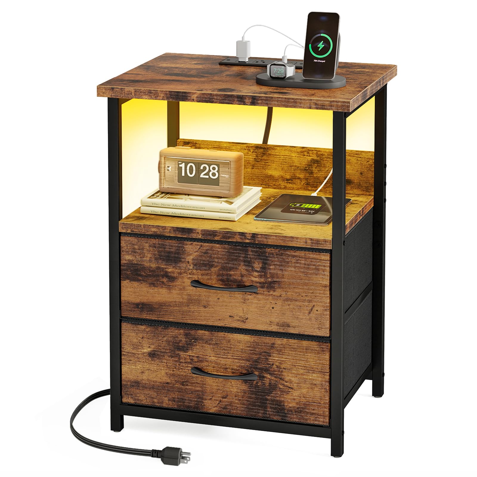 Fixwal noche con estación de carga facilita cargar dispositivos al alcance