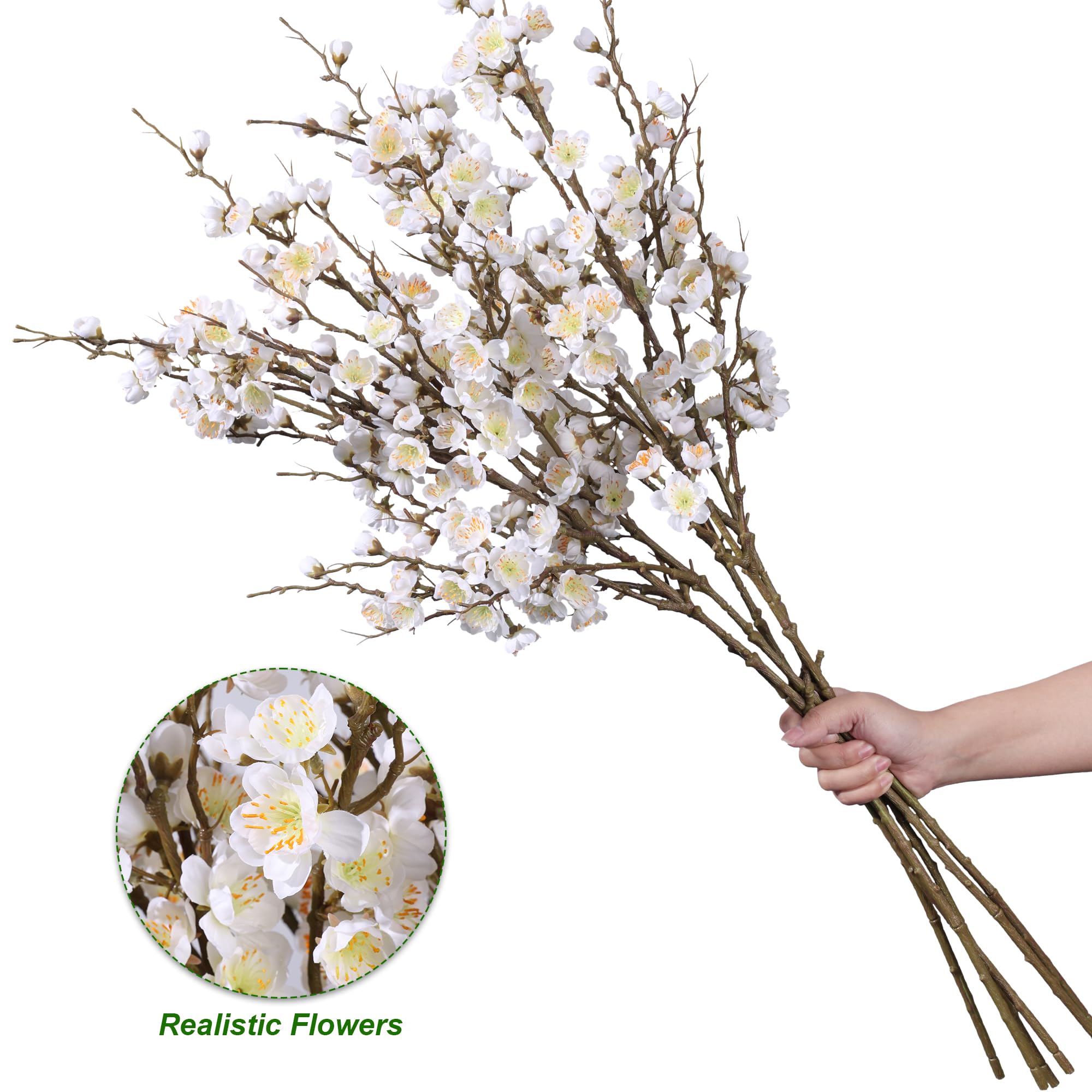 Ramo de oficina Florisso, cerezo artificial blanco para ambiente sereno.